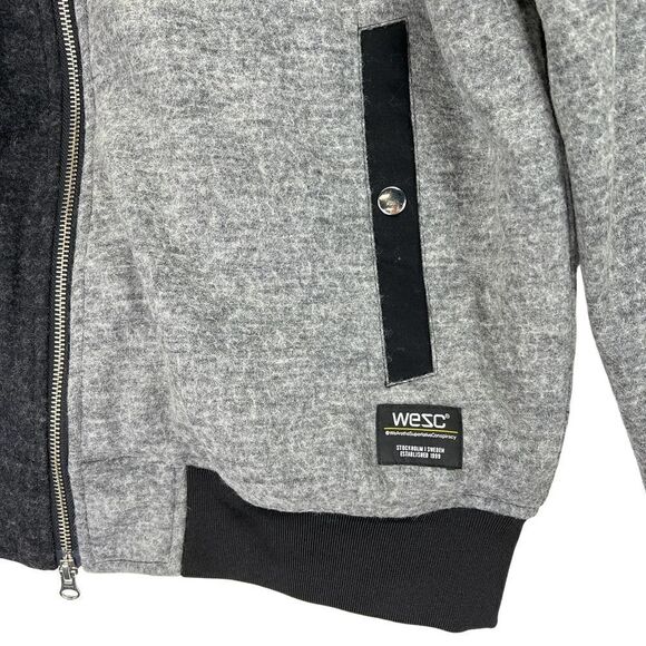 New WESCÂ Men US Men XL /WomenâXXL Wool Bomber Gray Black Jacket $225 - Picture 5 of 12